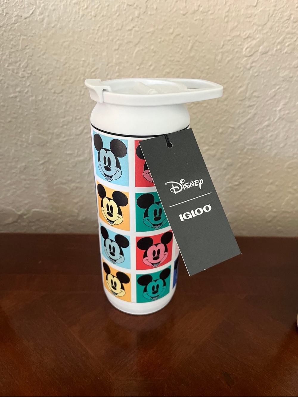 Disney White Stainless Steel Mickey Pop Art Tumbler with Multicolor Panels